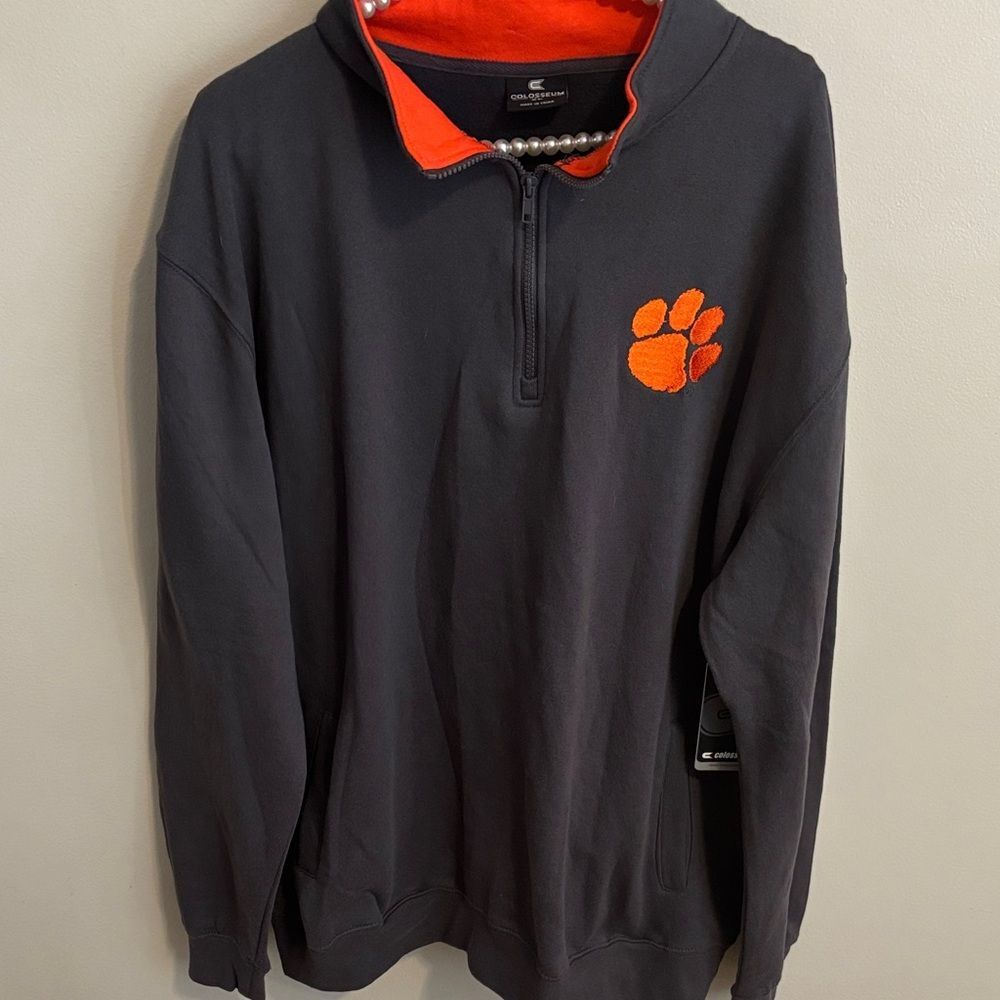 NEW Colosseum grey Clemson tigers Quarter-Zip Pullover size xl